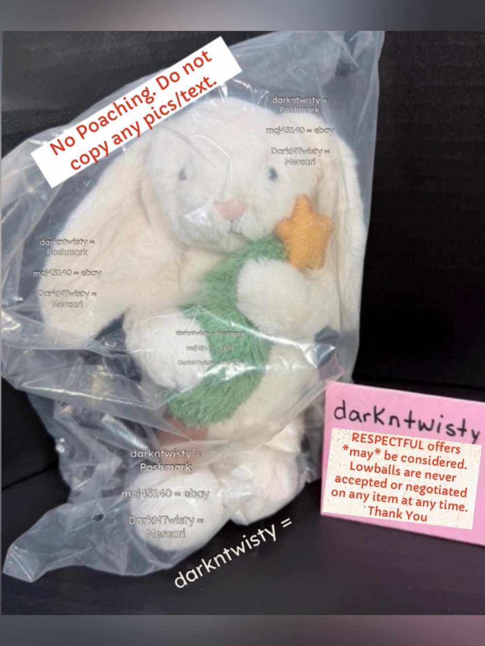 BNWT SEALED JELLYCAT BASHFUL BUNNY WITH CHRISTMAS TREE DIGITAL RECEIPT AVAIL
